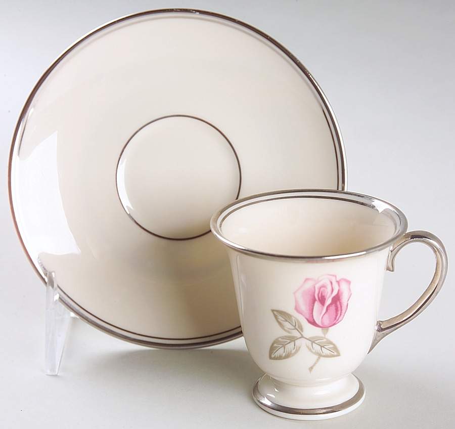 Huntington Rose Footed Demitasse Cup & Saucer Set by Franciscan-1
