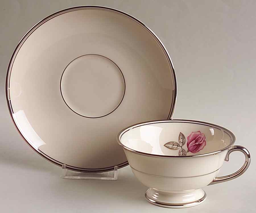 Huntington Rose Footed Cup & Saucer Set by Franciscan-1