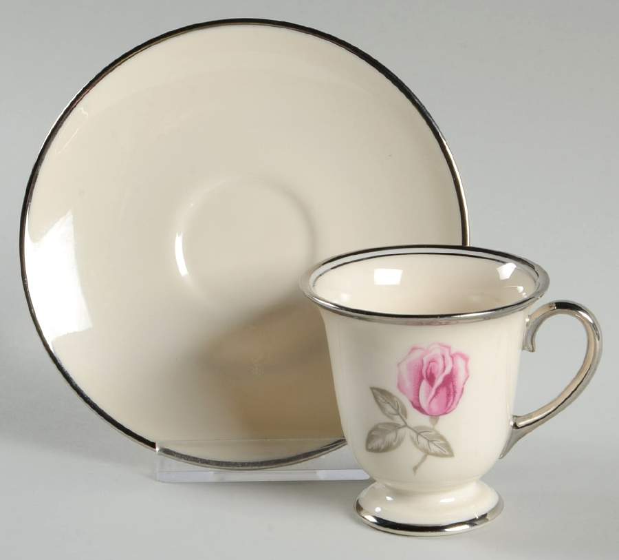 Huntington Rose Footed Demitasse Cup & Saucer Set by Franciscan-1