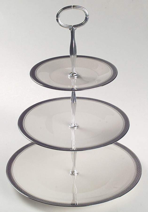 Indigo 13 7/8"-14 1/4" 3-Tiered Serving Tray(DP,SP,BB) HC by Franciscan-1