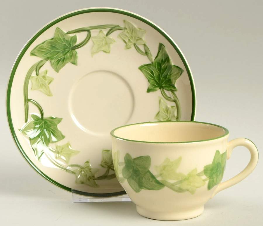 Ivy (American) Footed Cup & Saucer Set by Franciscan-1