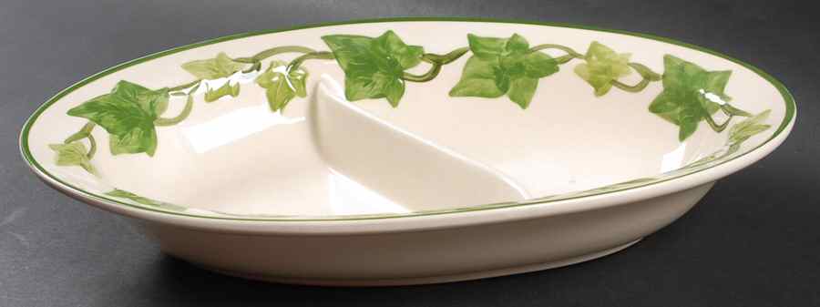 Ivy (American) 12" Oval Divided Vegetable Bowl by Franciscan-1