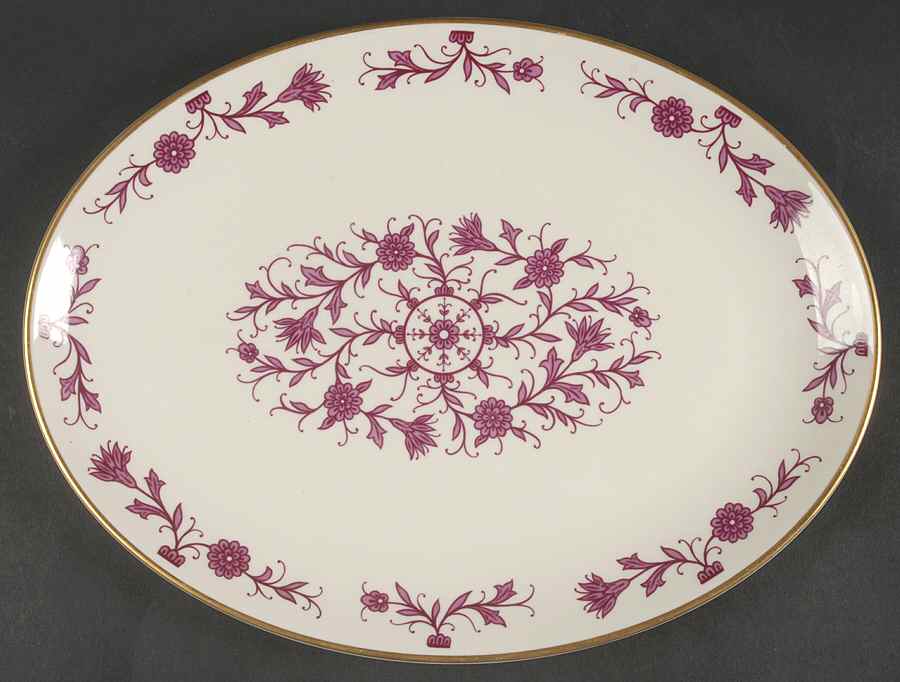 Lorraine Maroon 12" Oval Serving Platter by Franciscan-1
