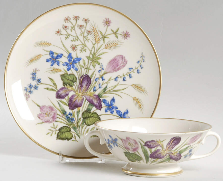Mariposa Footed Cream Soup Bowl & Saucer Set by Franciscan-1