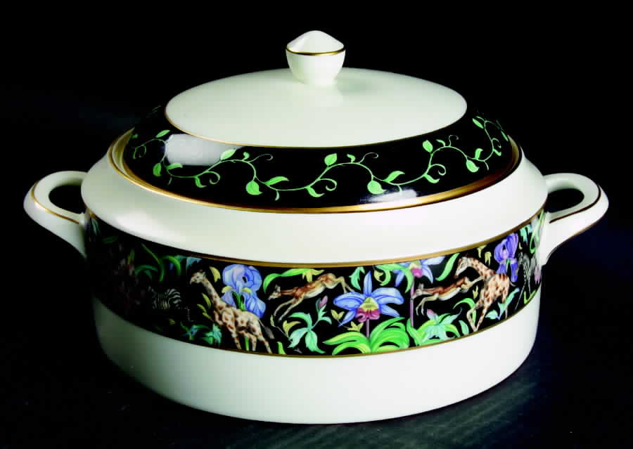 Menagerie Black Round Covered Vegetable by Franciscan-1