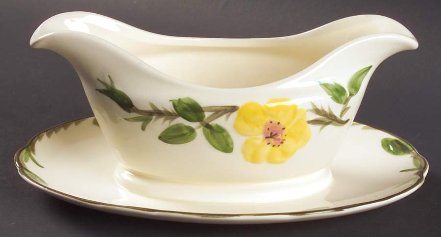 Meadow Rose Gravy Boat with Attached Underplate by Franciscan-1