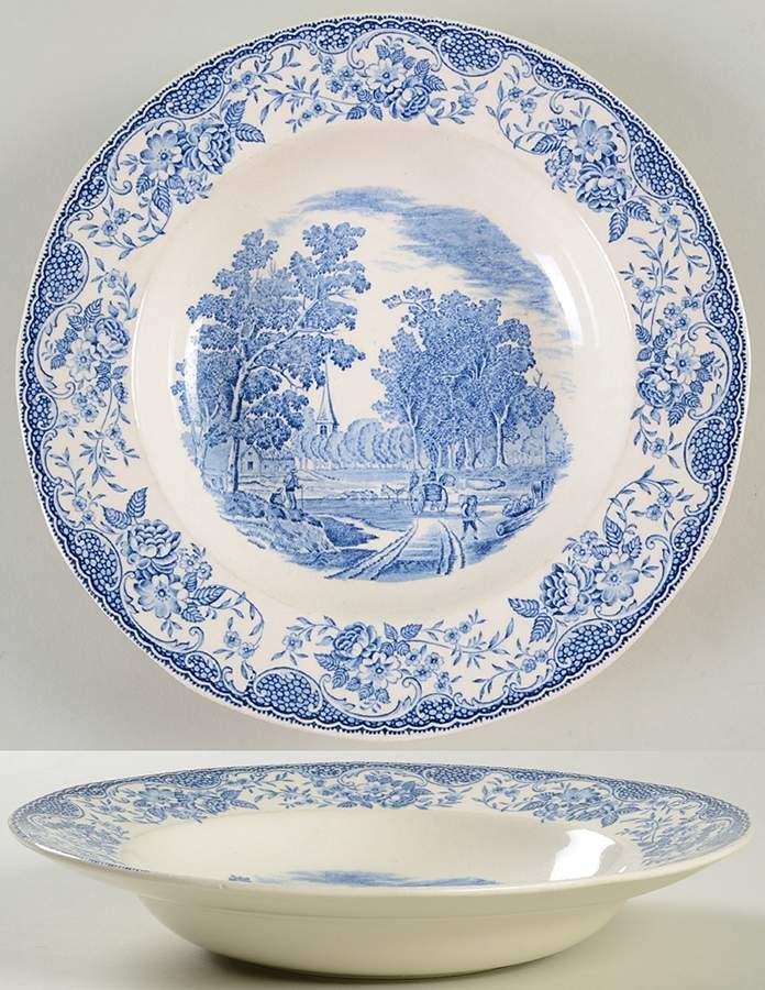Olde England Blue Rim Soup Bowl by Franciscan-1