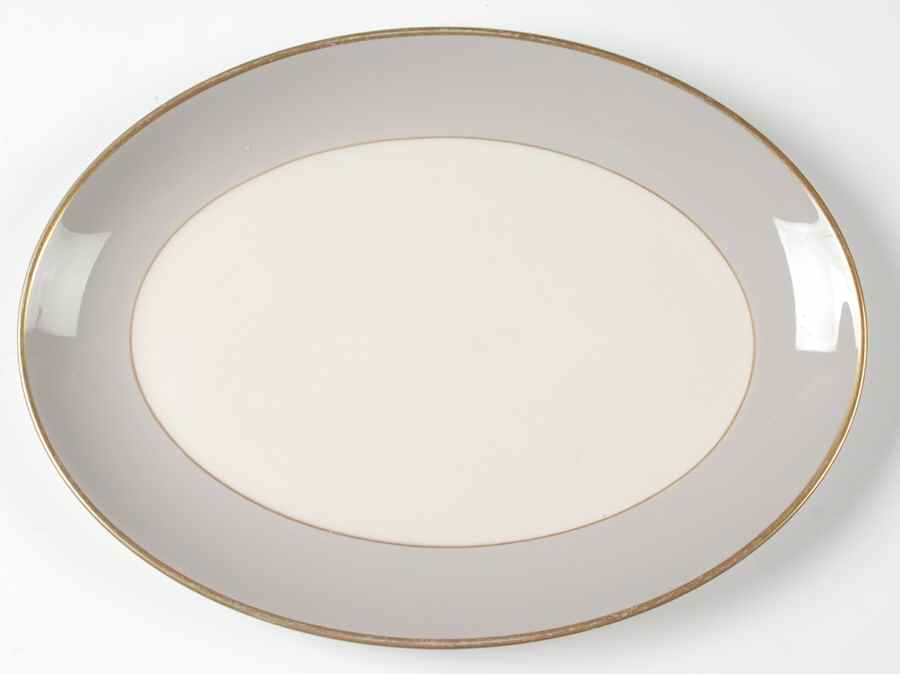 Palomar Grey (Gold Trim) 12" Oval Serving Platter by Franciscan-1