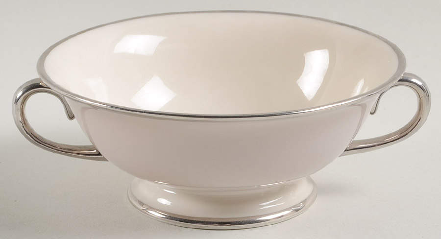Palomar Grey (Platinum Trim) Footed Cream Soup Bowl by Franciscan-1