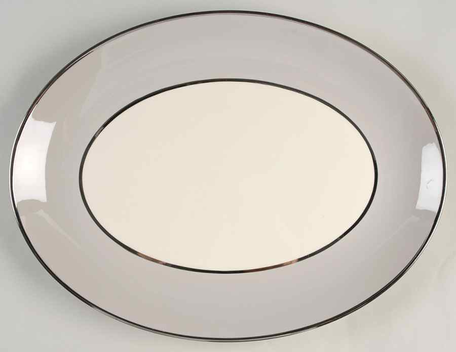 Palomar Grey (Platinum Trim) 16" Oval Serving Platter by Franciscan-1