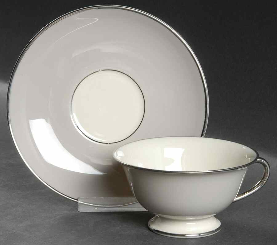 Palomar Grey (Platinum Trim) Footed Cup & Saucer Set by Franciscan-1