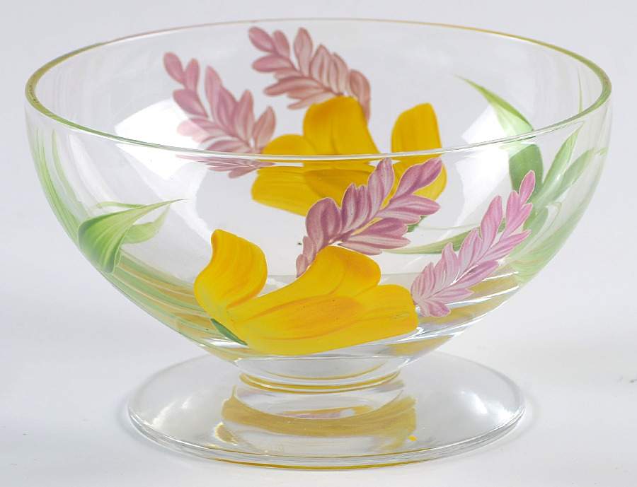 Poppy (Yellow & Purple Flowers) Glassware Sherbet by Franciscan-1