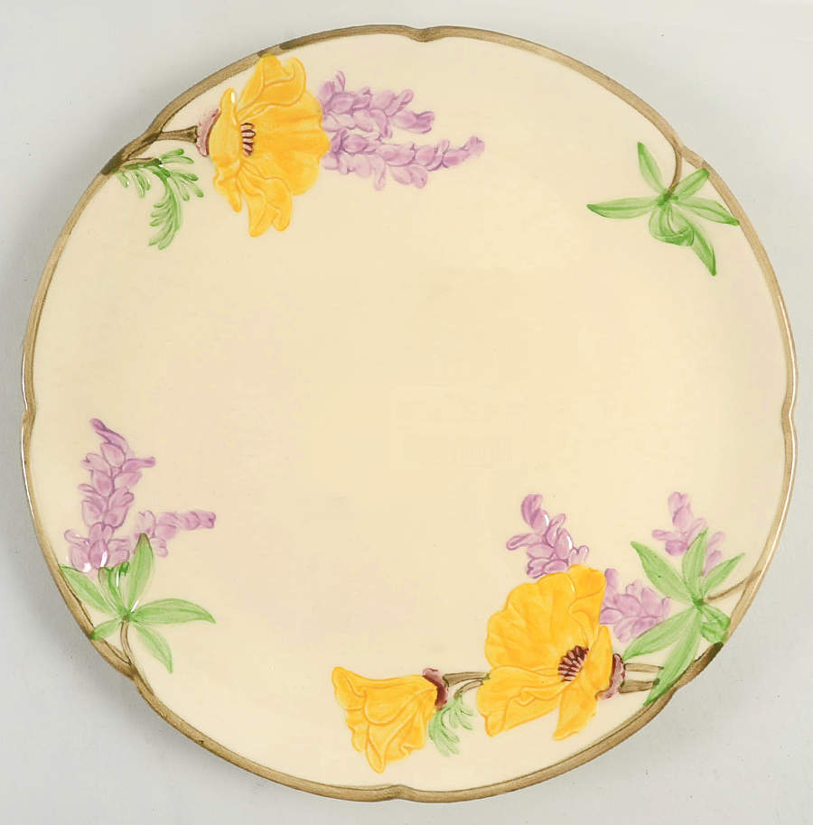 Poppy (Yellow & Purple Flowers) 11" Chop Plate (Round Platter) by Franciscan-1