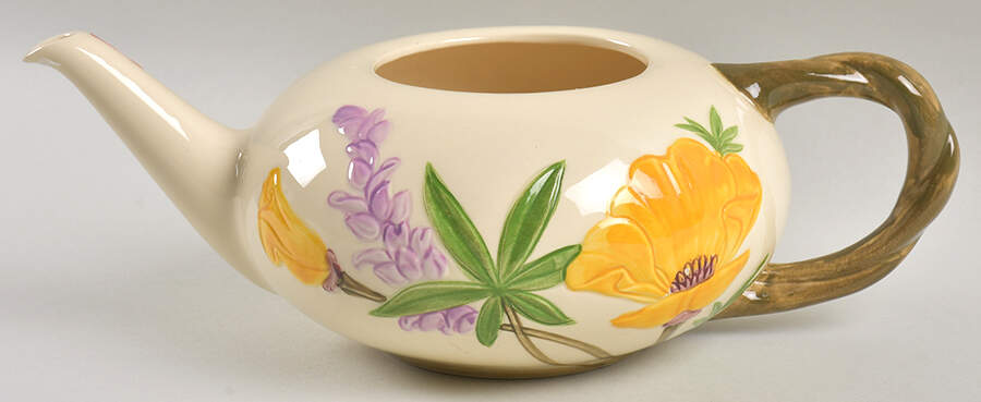 Poppy (Yellow & Purple Flowers) Teapot No Lid by Franciscan-1
