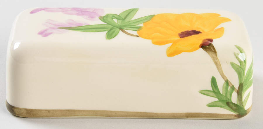 Poppy (Yellow & Purple Flowers) Lid for 1/4 Lb Butter by Franciscan-1