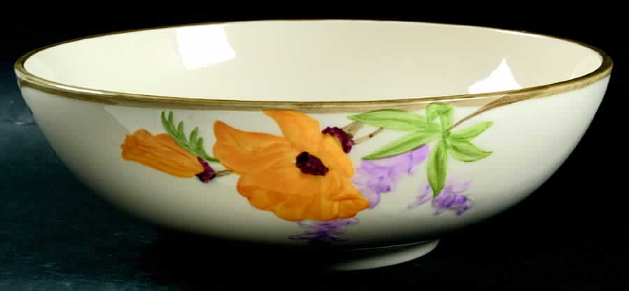 Poppy (Yellow & Purple Flowers) 11" Large Salad Serving Bowl by Franciscan-1