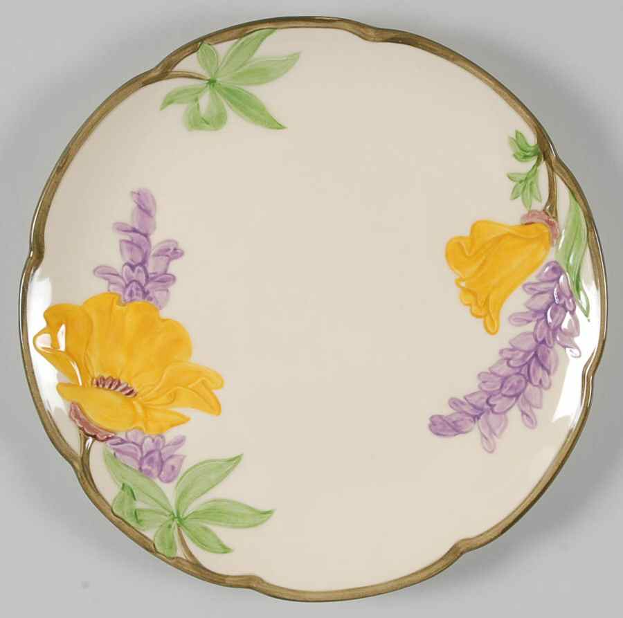 Poppy (Yellow & Purple Flowers) Salad Plate by Franciscan-1