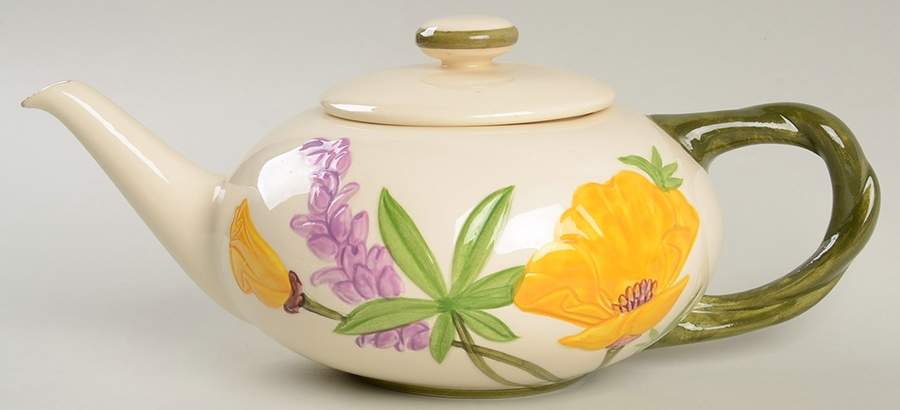 Poppy (Yellow & Purple Flowers) Teapot & Lid by Franciscan-1