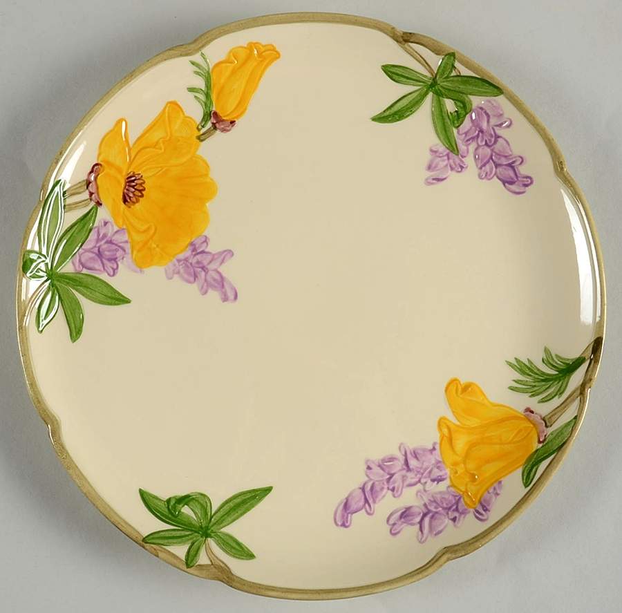 Poppy (Yellow & Purple Flowers) Dinner Plate by Franciscan-1