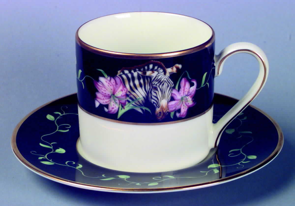 Rafiki Black Flat Cup & Saucer Set by Franciscan-1