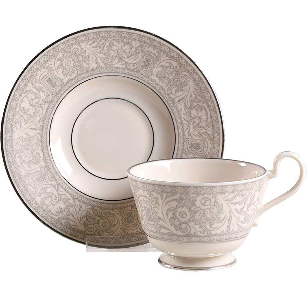 Renaissance Platinum Footed Cup & Saucer Set by Franciscan-1