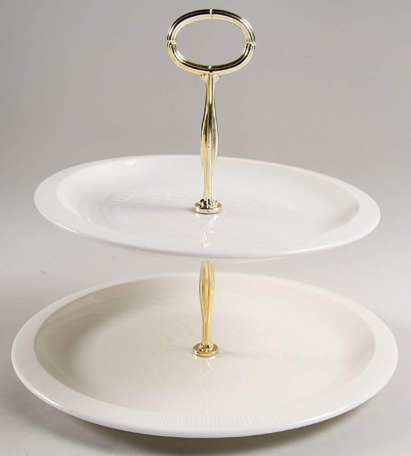 Sea Sculptures White 6 5/8"-10"  2 Tiered Serving Tray (Dp, Sp) HC by Franciscan-1