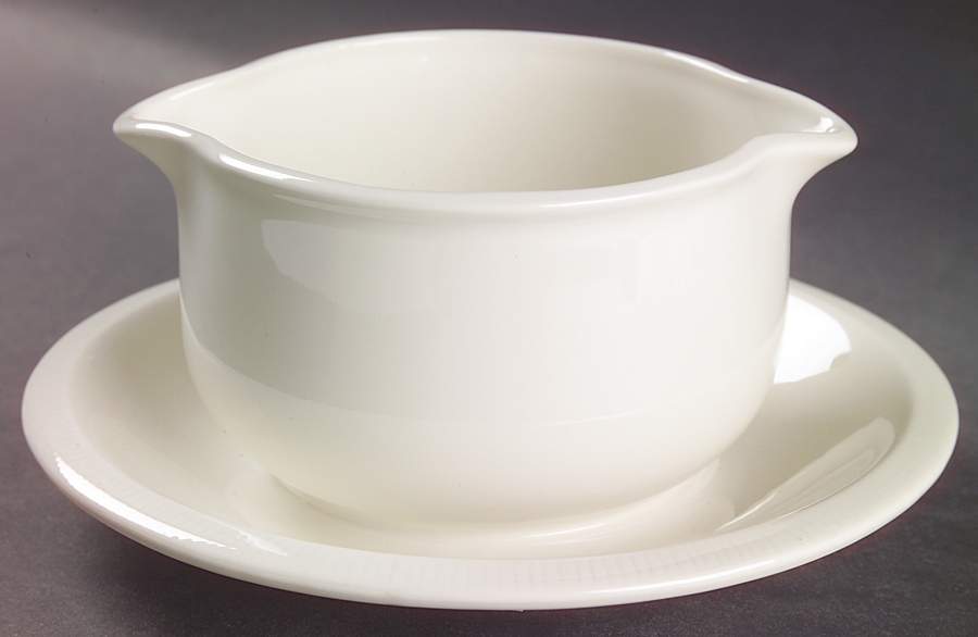 Sea Sculptures White Gravy Boat with Attached Underplate by Franciscan-1
