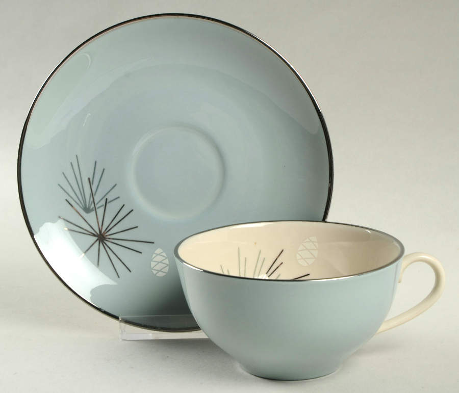 Silver Pine Flat Cup & Saucer Set by Franciscan-1