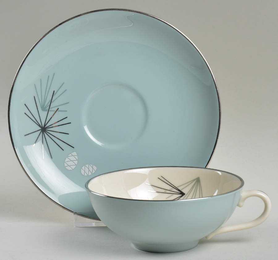 Silver Pine Flat Cup & Saucer Set by Franciscan-1