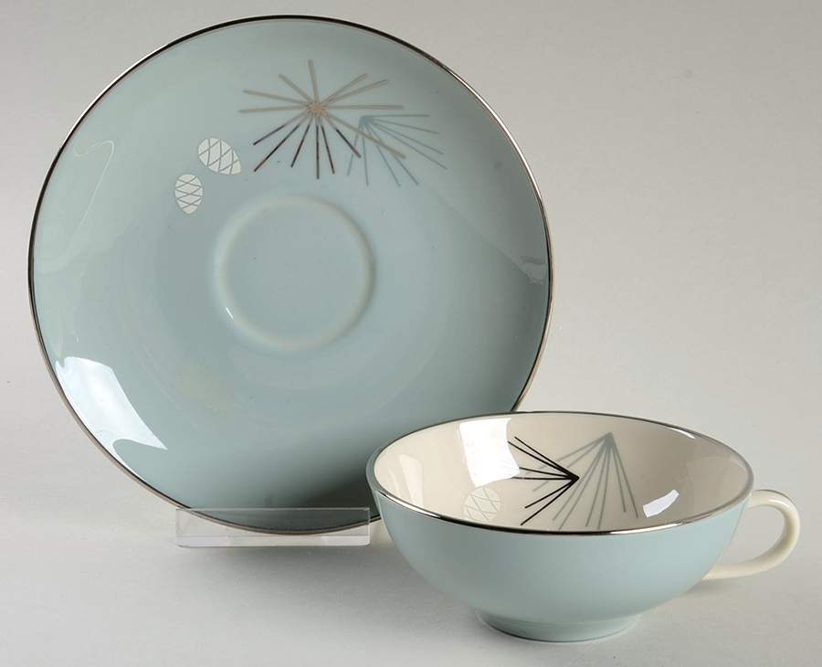Silver Pine 2" Flat Cup & Saucer Set by Franciscan-1