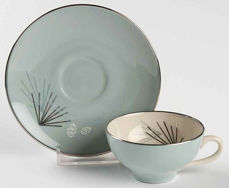 Silver Pine Flat Demitasse Cup & Saucer Set by Franciscan-1