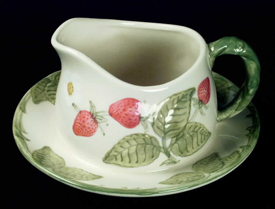Strawberry Fair Round Gravy Boat/Attached Underplate by Franciscan-1