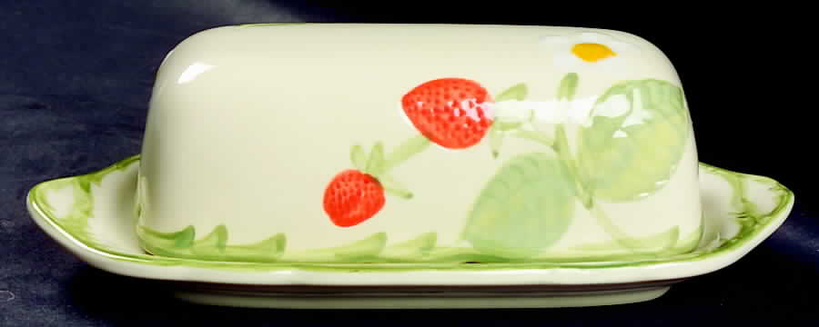 Strawberry Fair 1/4 Lb Covered Butter No Finial on Lid by Franciscan-1