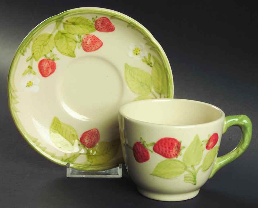 Strawberry Fair Flat Cup & Saucer Set by Franciscan-1