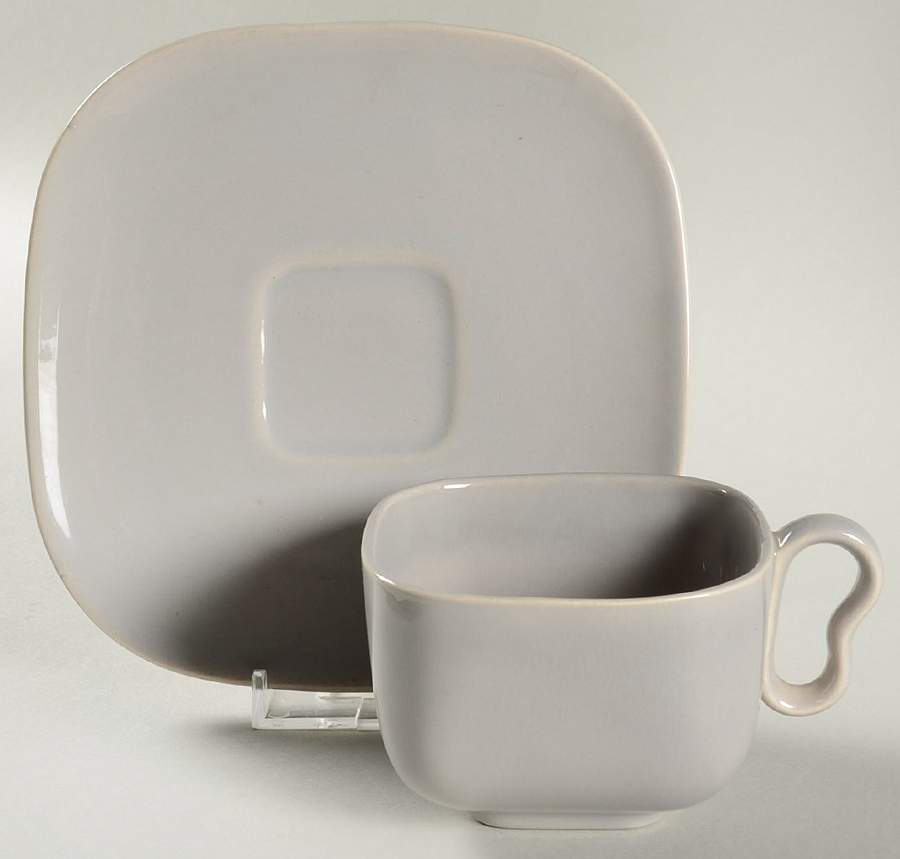 Tiempo Grey (Stone) Flat Cup & Saucer Set by Franciscan-1