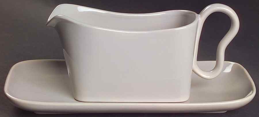 Tiempo Grey (Stone) Gravy Boat & Underplate/Relish by Franciscan-1