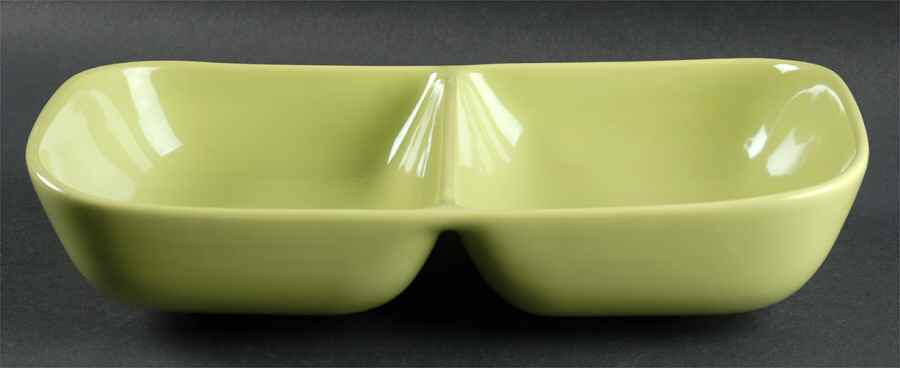 Tiempo Lime Green (Sprout) 11" Oval Divided Vegetable Bowl by Franciscan-1