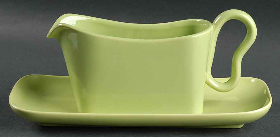 Tiempo Lime Green (Sprout) Gravy Boat & Underplate/Relish by Franciscan-1