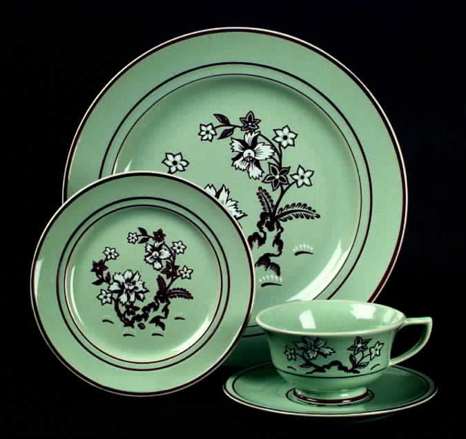 Tiger Flower Celadon Bread & Butter Plate by Franciscan-1