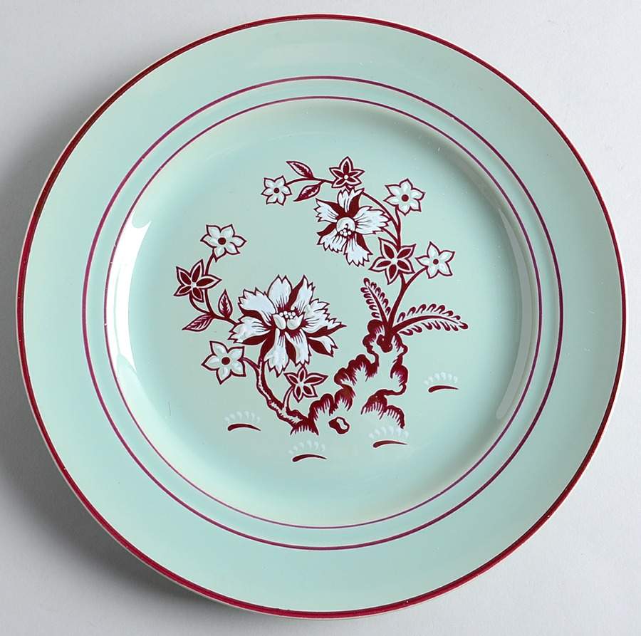 Tiger Flower Celadon Luncheon Plate by Franciscan-1