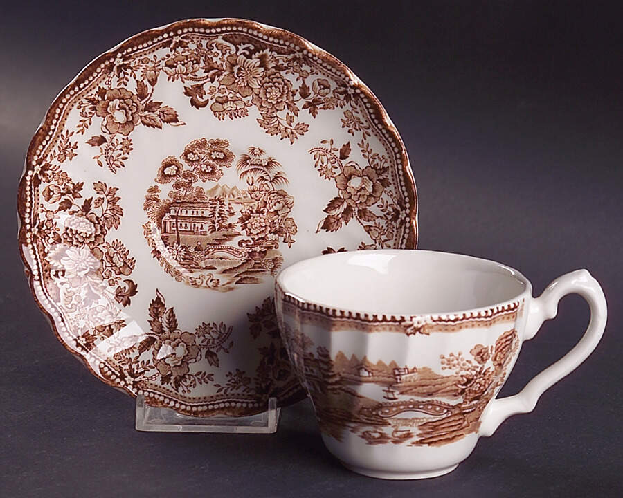 Tonquin Brown Flat Cup & Saucer Set by Franciscan-1