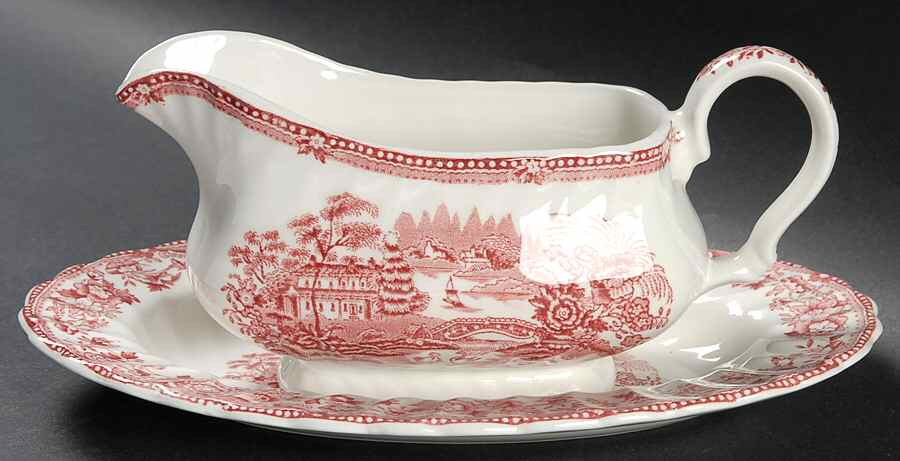 Tonquin Pink Gravy Boat & Underplate by Franciscan-1