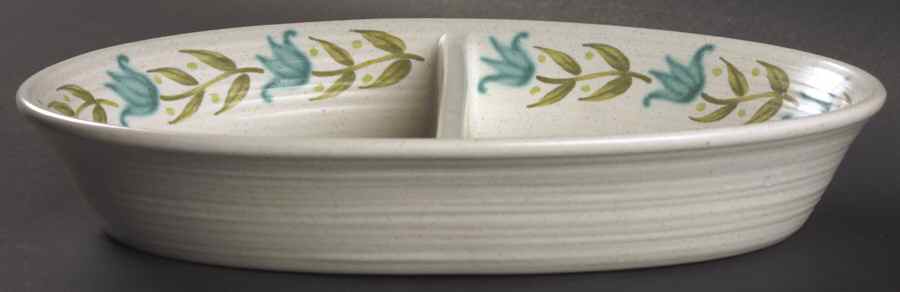 Tulip Time 11" Oval Divided Vegetable Bowl by Franciscan-1