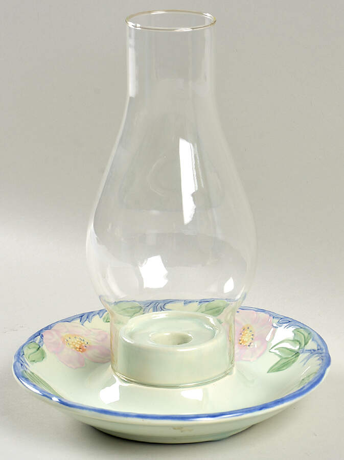 Twilight Rose Hurricane Lamp & Globe by Franciscan-1