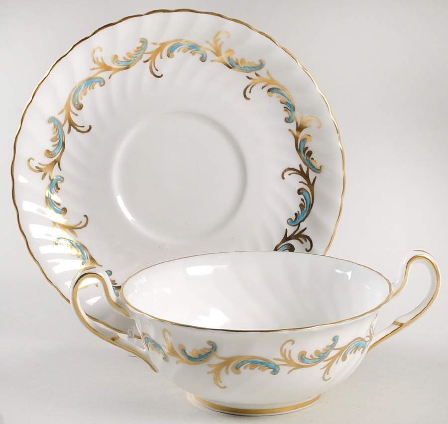 Alexander Footed Cream Soup Bowl & Saucer Set by Foley-1