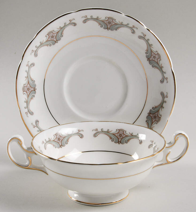 Angelique Footed Cream Soup Bowl & Saucer Set by Foley-1