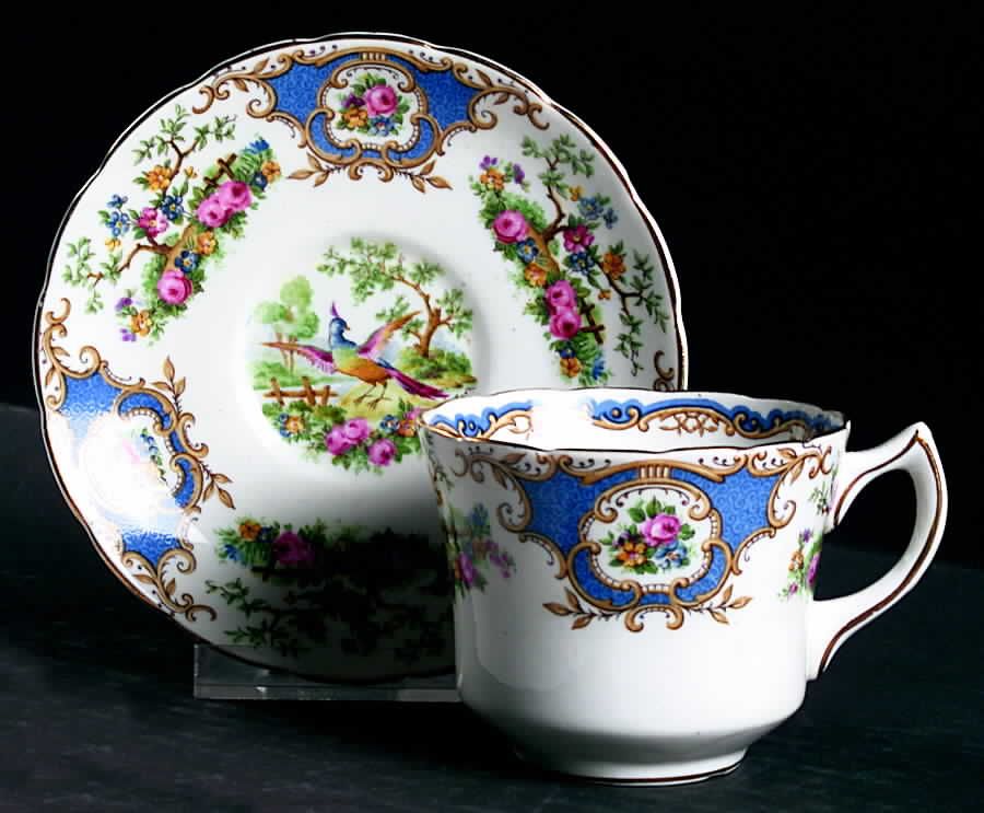 Broadway Medium Blue Flat Cup & Saucer Set by Foley-1