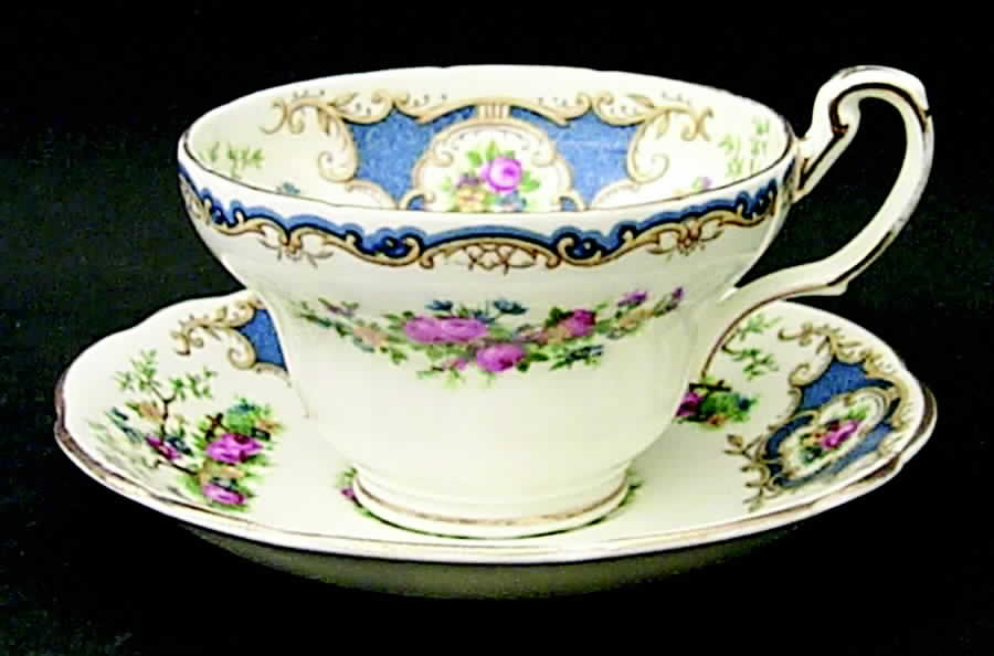 Broadway Medium Blue Footed Cup & Saucer Set by Foley-1