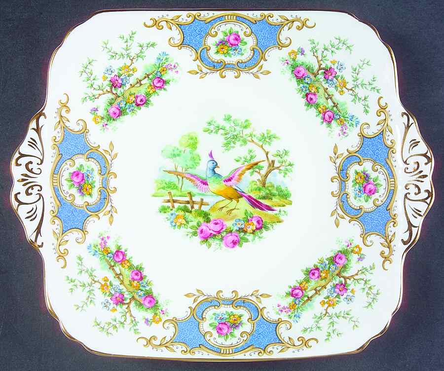Broadway Medium Blue Square Handled Cake Plate by Foley-1