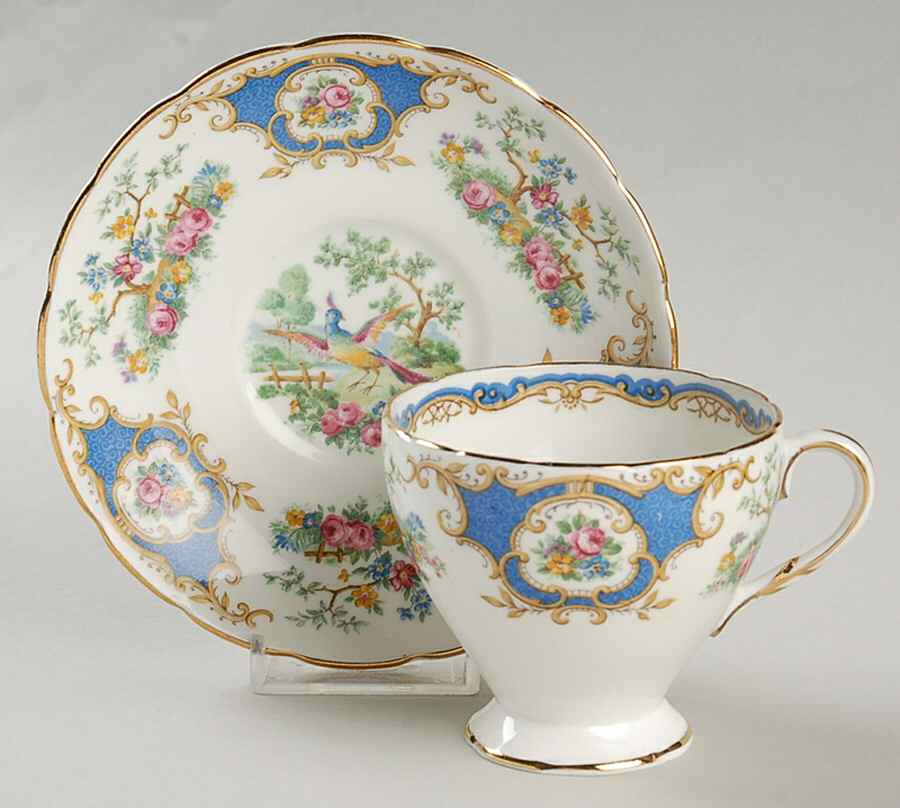 Broadway Medium Blue Footed Cup & Saucer Set by Foley-1
